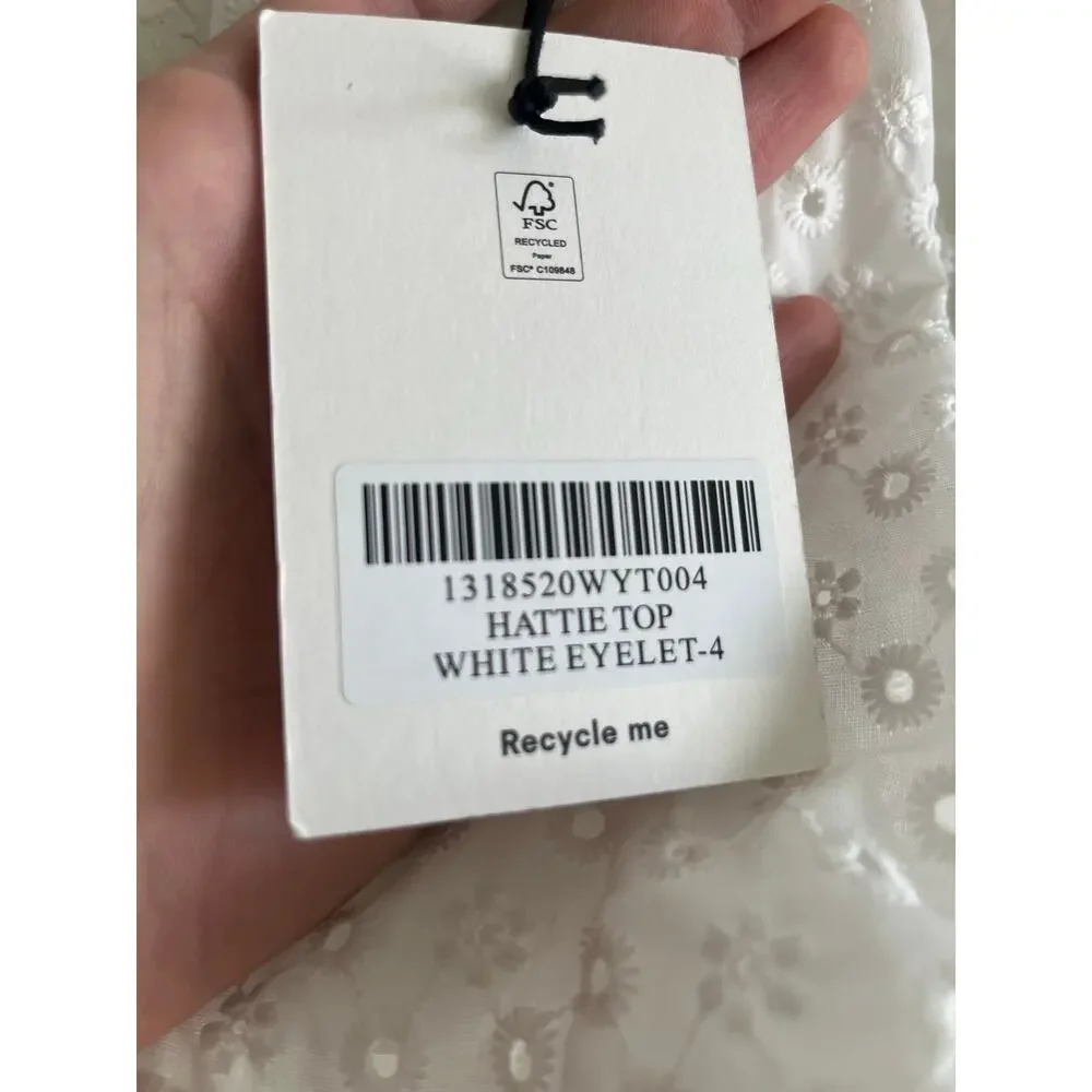 SZ 4 Reformation Hattie Top White Eyelet NWT - Picture 5 of 5